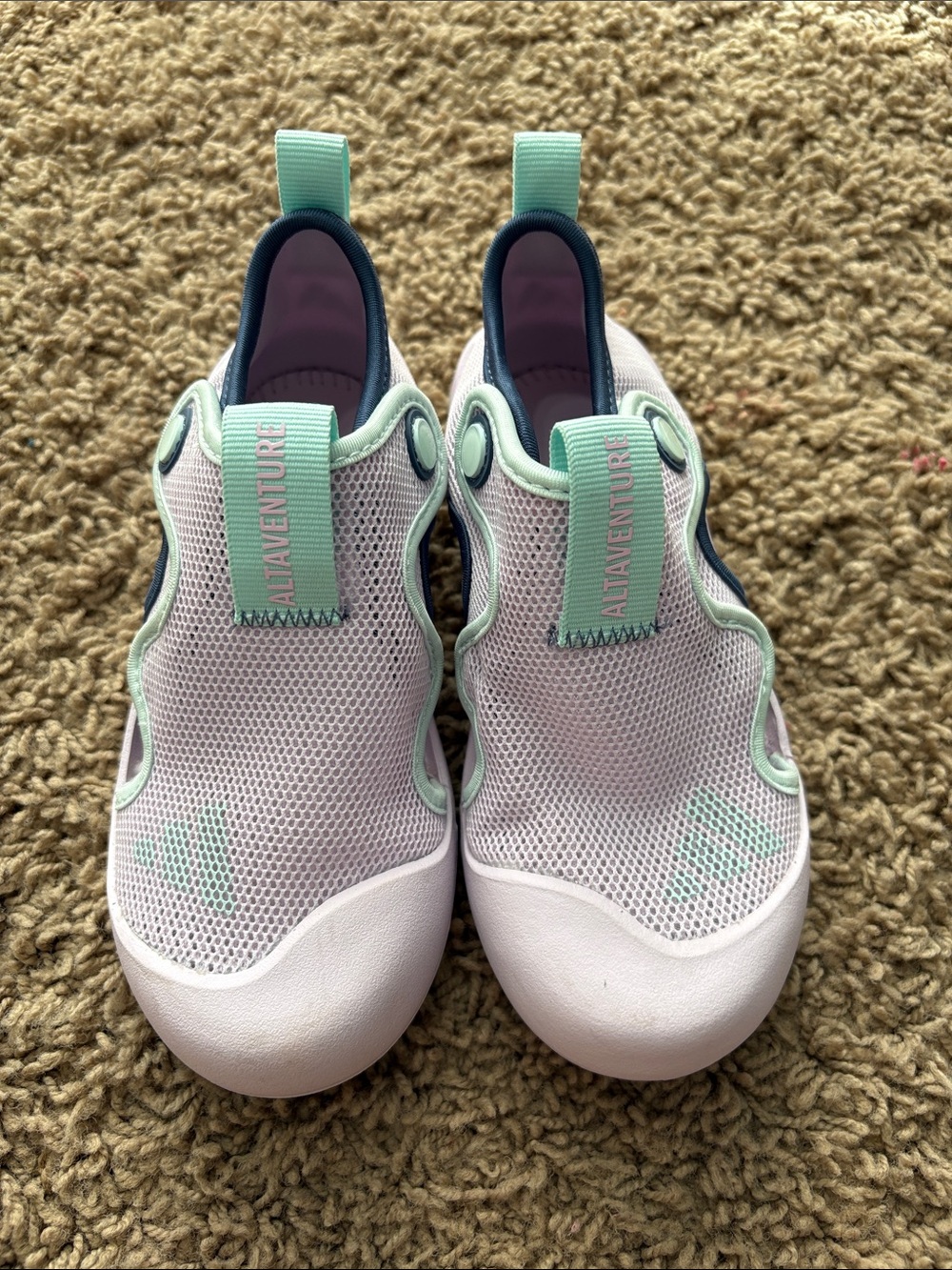 adidas Kids Slip-On Water Shoes in Mint and White